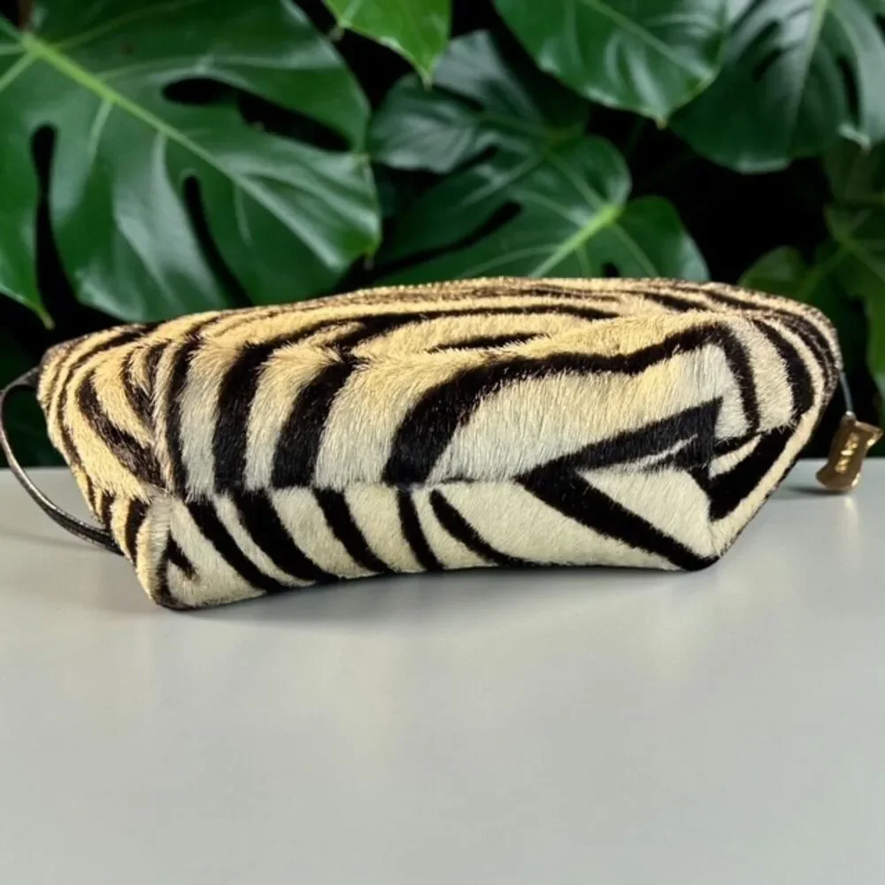 Sharif VINTAGE NY Zebra Calf Hair Crescent Crossbody Bag - EUC